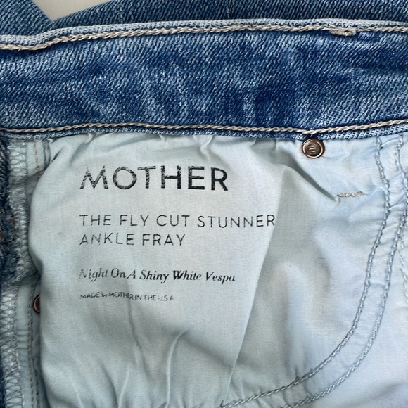 MOTHER The Fly Cut Stunner Ankle Fray Night On a Shiny White Vespa Blue Jeans 26 - Picture 12 of 17